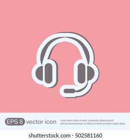 headphone icon. help sign, customer support avatar
