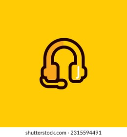 Headphone Icon Illustration Yellow Editable Color