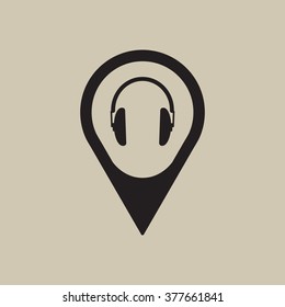 Headphone   icon,  isolated. Flat  design.