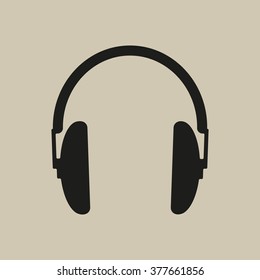Headphone   icon,  isolated. Flat  design.