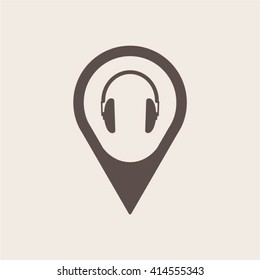 headphone  icon,  isolated. Flat  design.