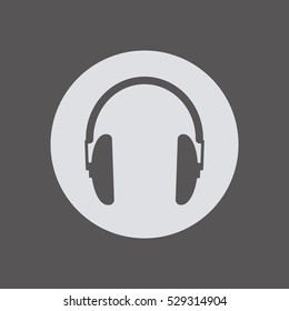  Headphone   icon,  isolated. Flat  design.