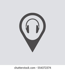  Headphone   icon, isolated. Flat  design. 