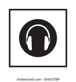  Headphone   icon,  isolated. Flat  design.