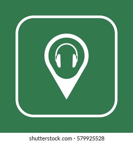  Headphone   icon, isolated. Flat  design. 
