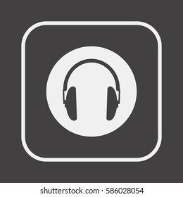  Headphone   icon,  isolated. Flat  design.