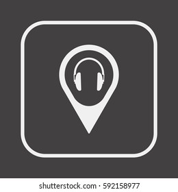  Headphone   icon, isolated. Flat  design. 