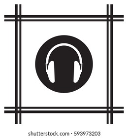  Headphone   icon,  isolated. Flat  design.