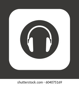  Headphone   icon,  isolated. Flat  design.