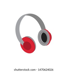 headphone icon isolated white background, flat design concept vector illustration