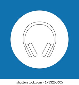 Headphone icon with a jumper .Contour drawing of accessories for phones and laptops.Vector illustration