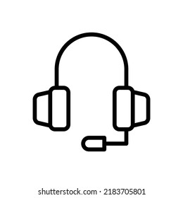Headphone Icon. Line Art Style Design Isolated On White Background