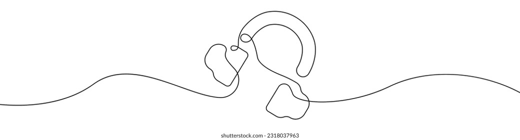 Headphone icon line continuous drawing vector. One line Headset icon vector background. Gaming headphones icon. Continuous outline of a Headphone icon.