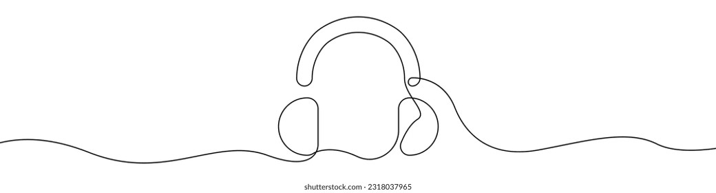 Vector de dibujo continuo de la línea de icono de auriculares. Fondo vectorial de icono de un encabezado de línea. Icono de auriculares para juegos. contorno continuo de un icono de auriculares.