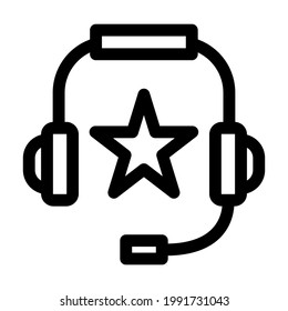 ilustración vectorial de estilo lineal con icono de auriculares