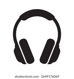 Ícone de fone de ouvido para ouvir música e áudio representando um dispositivo pessoal para entretenimento de som e um gadget para um podcast ou dj mix vetor ícone de glifo sólido
