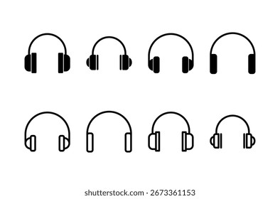 Design do logotipo do ícone do fone de ouvido. Sinal e símbolo do Headvetor