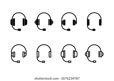 Design do logotipo do ícone do fone de ouvido. Sinal e símbolo do Headvetor