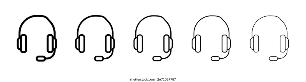 Headphone icon logo in stroke lines collection