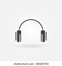Headphone icon or logo - vector black music symbol