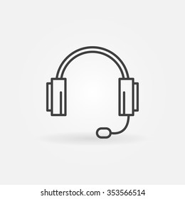 Headphone icon or logo - vector support service thin line symbol