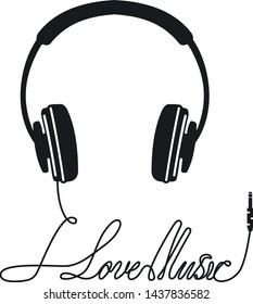 Headphone icon i love music vector