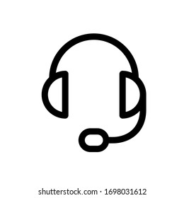 Icono de auriculares con micrófono, soporte. Iconos vectoriales en un fondo blanco. Icono lineal de moda. Icono para sitio web e impresión. Logo, emblema, símbolo. Elemento de interfaz.