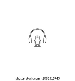 headphone icon with microphone vector sign