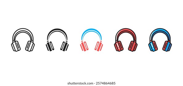 Headphone icon in modern flat style, ideal for multimedia, music, audio, podcasts, gaming, sound design, and entertainment projects. Perfect for apps, websites, and creative digital content.