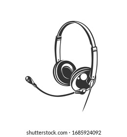 Headphone icon. Monochrome style. Vector illustration.