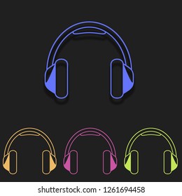 Headphone icon in multi color. Simple outline vector of media set icons for UI and UX, website or mobile application