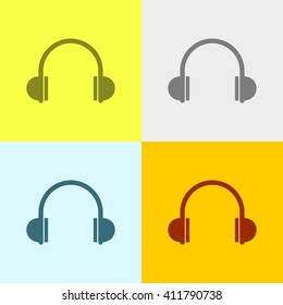 Headphone Icon on Four Different Backgrounds. Eps-10.