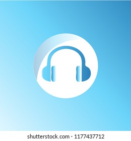 Headphone icon on gradient background  vector illustration