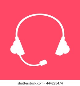 Headphone icon on magenta color background. Eps-10.