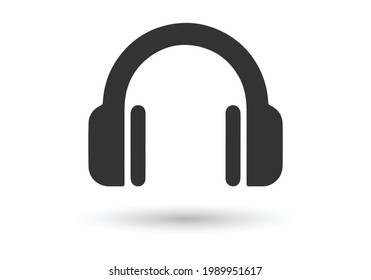 Icono de auriculares en fondo blanco. Ilustración vectorial.