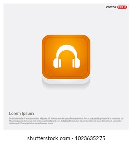 Headphone icon Orange Abstract Web Button