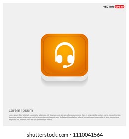 Headphone Icon Orange Abstract Web Button - Free vector icon