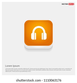 Headphone icon Orange Abstract Web Button - Free vector icon