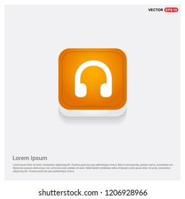 Headphone icon Orange Abstract Web Button - Free vector icon