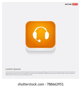 Headphone icon Orange Abstract Web Button