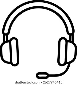 Headphone icon, outline audio accessory for listening, music or sound control symbol for apps and entertainment, EPS10 vector