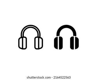 headphone icon. outline icon and solid icon