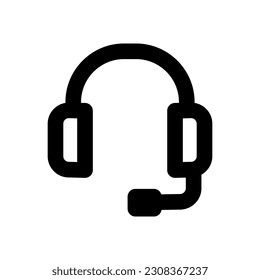 headphone icon, outline style, editable vector