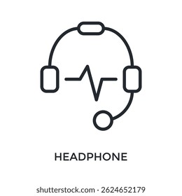 Estilo de contorno de icono de auriculares. Ilustración vectorial Para El Diseño gráfico