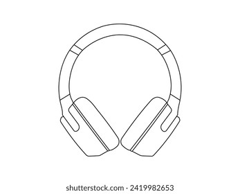 Headphone icon outline vector. Headphone outline isolated white background. Vector Illustration