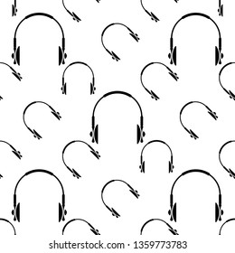 Headphone Icon Seamless Pattern, Head Phone Vector Art Illustration