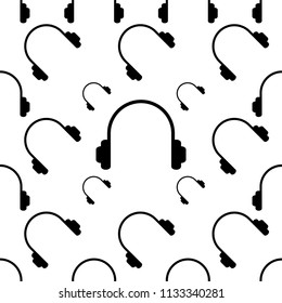 Headphone Icon Seamless Pattern Vector Art Illustration