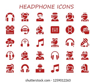  headphone icon set. 30 filled headphone icons. Simple modern icons about  - Headphones, Call center, Operator, Music, DJ, Sing
