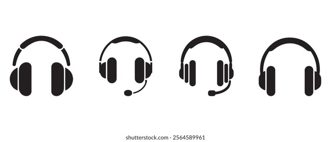 Headphone icon set, Customer service. Customer support. Design element suitable for website, print design or app.