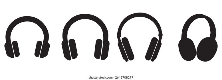 Headphone icon set. Headphones icons set. Customer service. Customer support icon